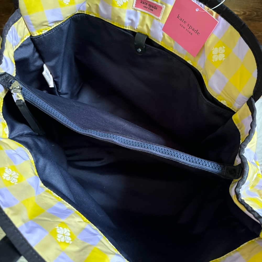Kate Spade Morley gingham tote in yellow & lilac NEW NWT large tote - Picture 7 of 16